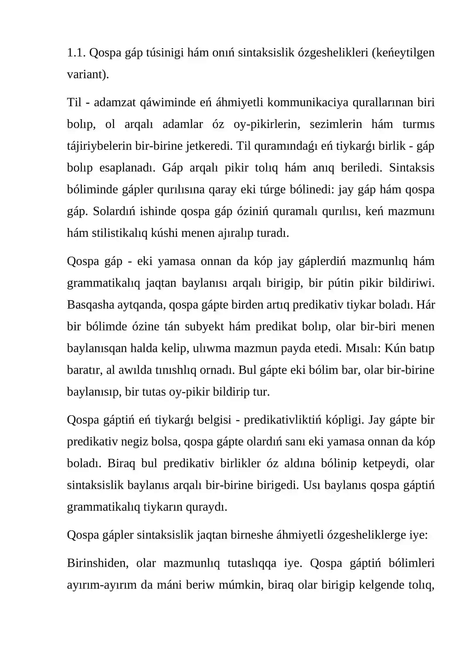 Aqiret uyqısı romanınıńda baǵınıqlı qospa gáplerdiń qollanıluwı 3
