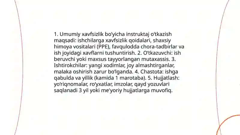 Ishchilarni xavfsizligi buyicha isruktaj utish 3