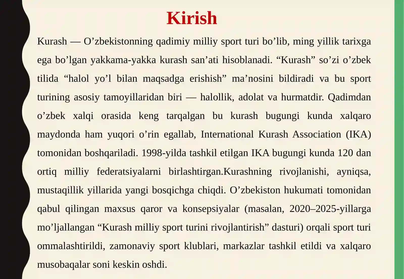 Kurash damu so'baqalari natijalari 3