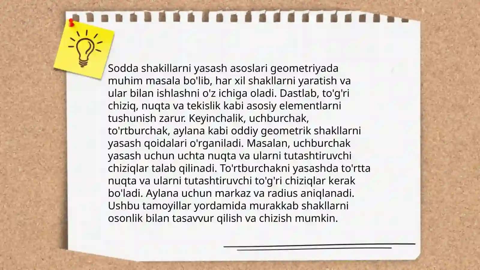 Sodda va yassi shakillarni yasash. Uchburchak turlari 3