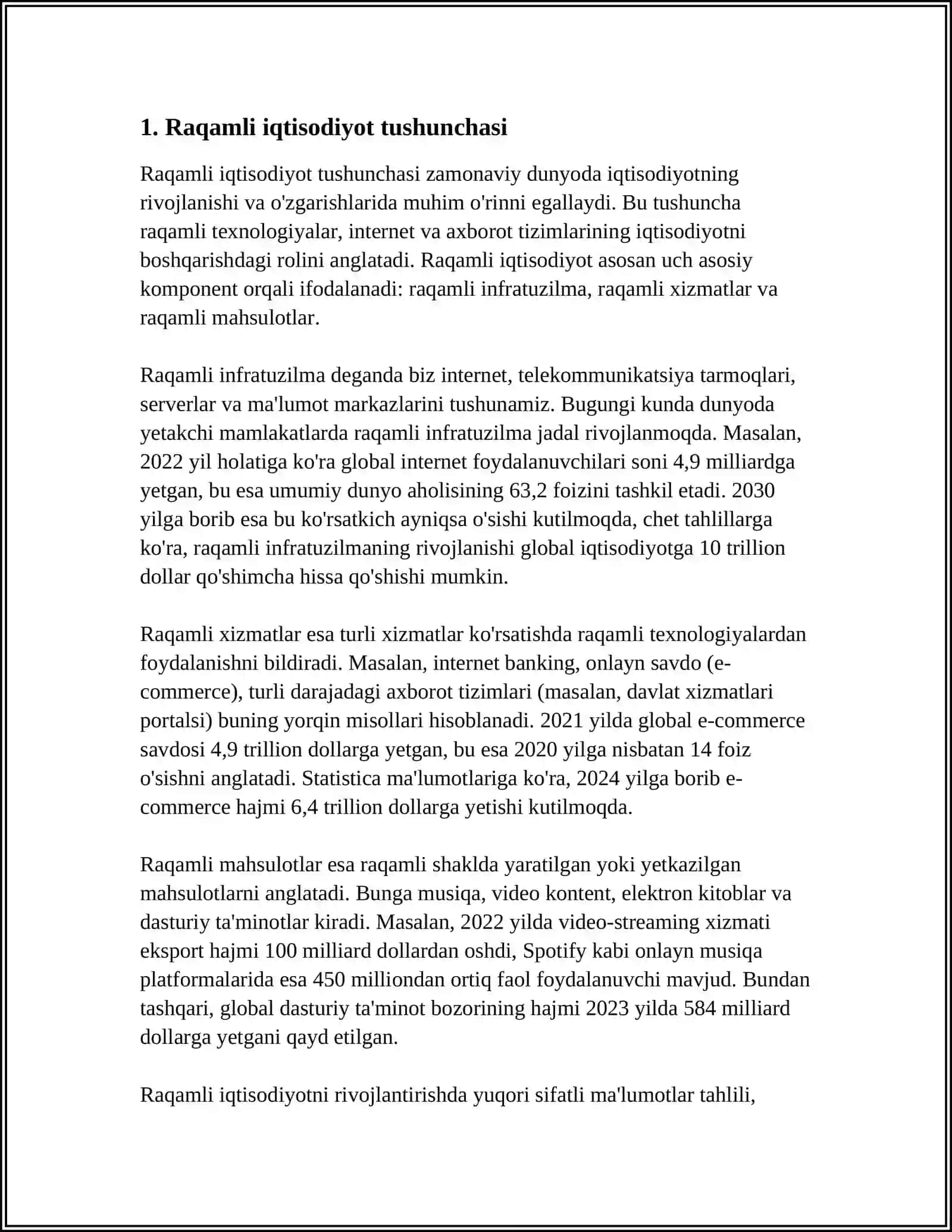 RAQAMLI IQTISODIYOTDA TIZIM TUSHUNCHASINING AHAMIYATI VA UNDAGI OB'EKTLARNI O'ZARO BIR-BIRI BILAN AXBOROT-KOMMUNIKATSIYA TEXNOLOGIYALARI YORDAMIDA ALOQA O'RNATISHDA MA'LUMOTLAR BAZASINING TUTGAN O'RNI 3