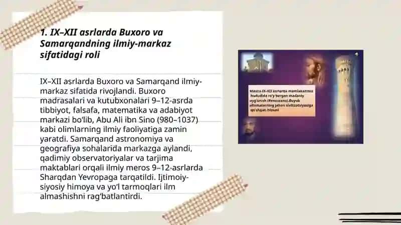 Mamlakatimiz hududida ro'y bergan madaniy uyg'onish (Renessans) 3