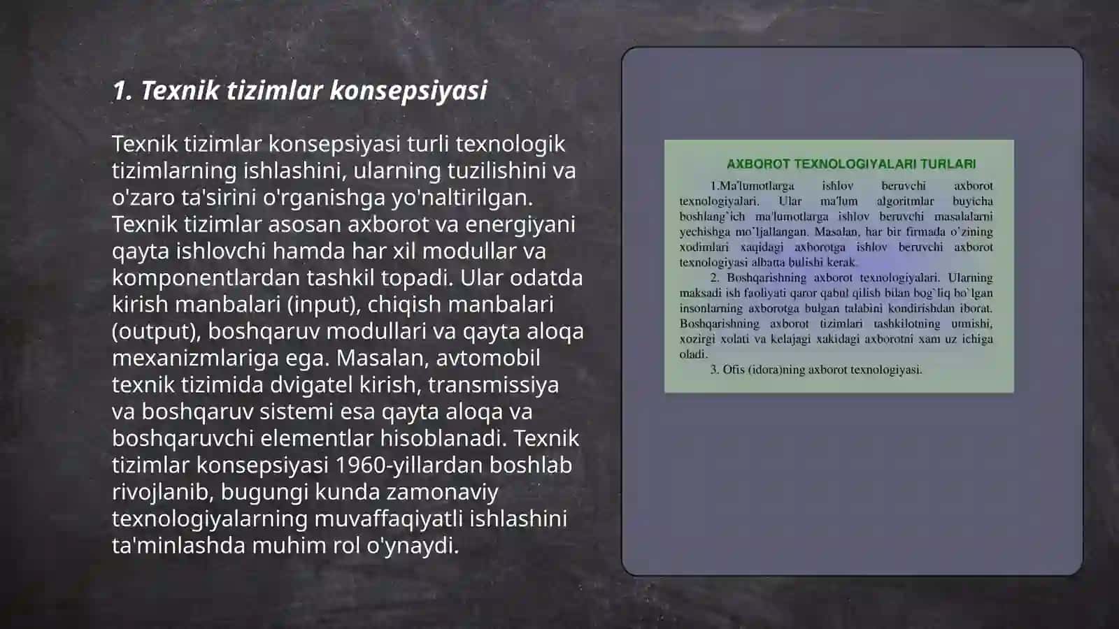 Texnik tizimlardan axborot texnologiyalari fanining predmeti va vazifalari 3