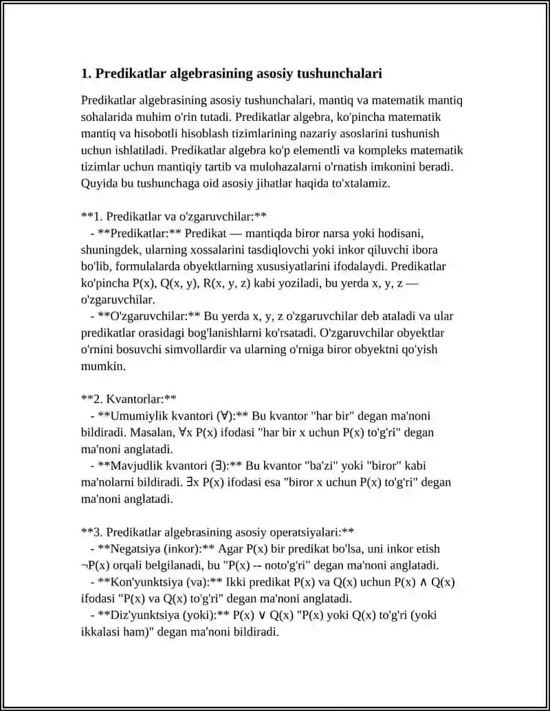 PREDIKATLAR ALGEBRASIDA FORMULALARNING TENG KUCHLILIGI 3