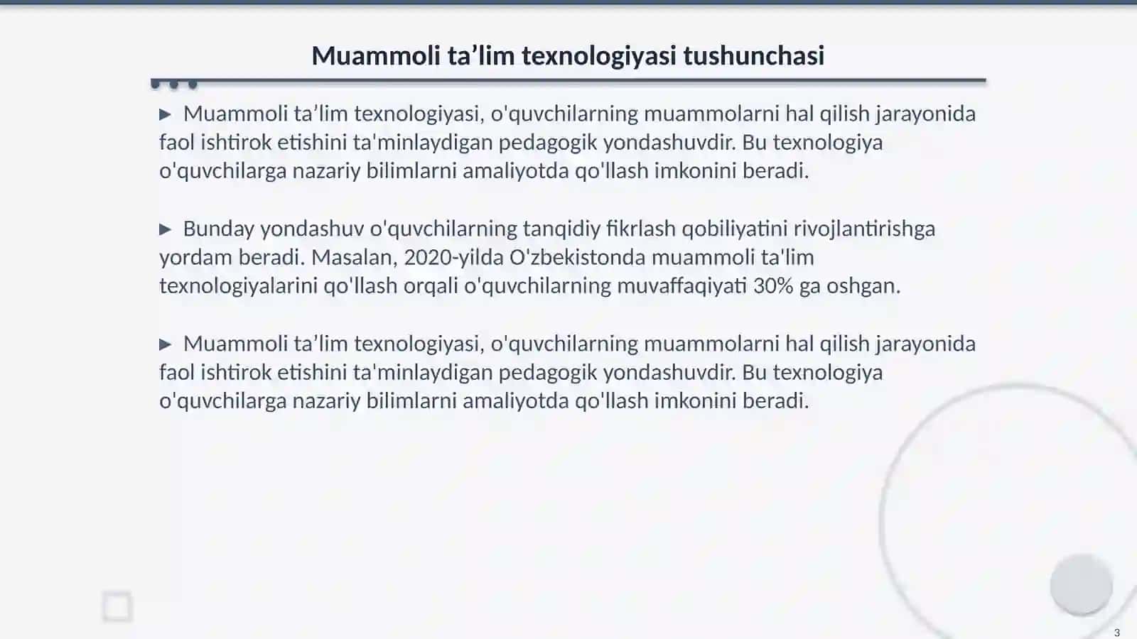 Muammoli taʼlim texnologiyalarning mazmuni va mohiyati 3