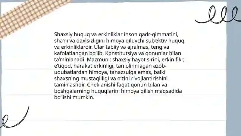 Shaxsiy Huquq va erkinliklar 3