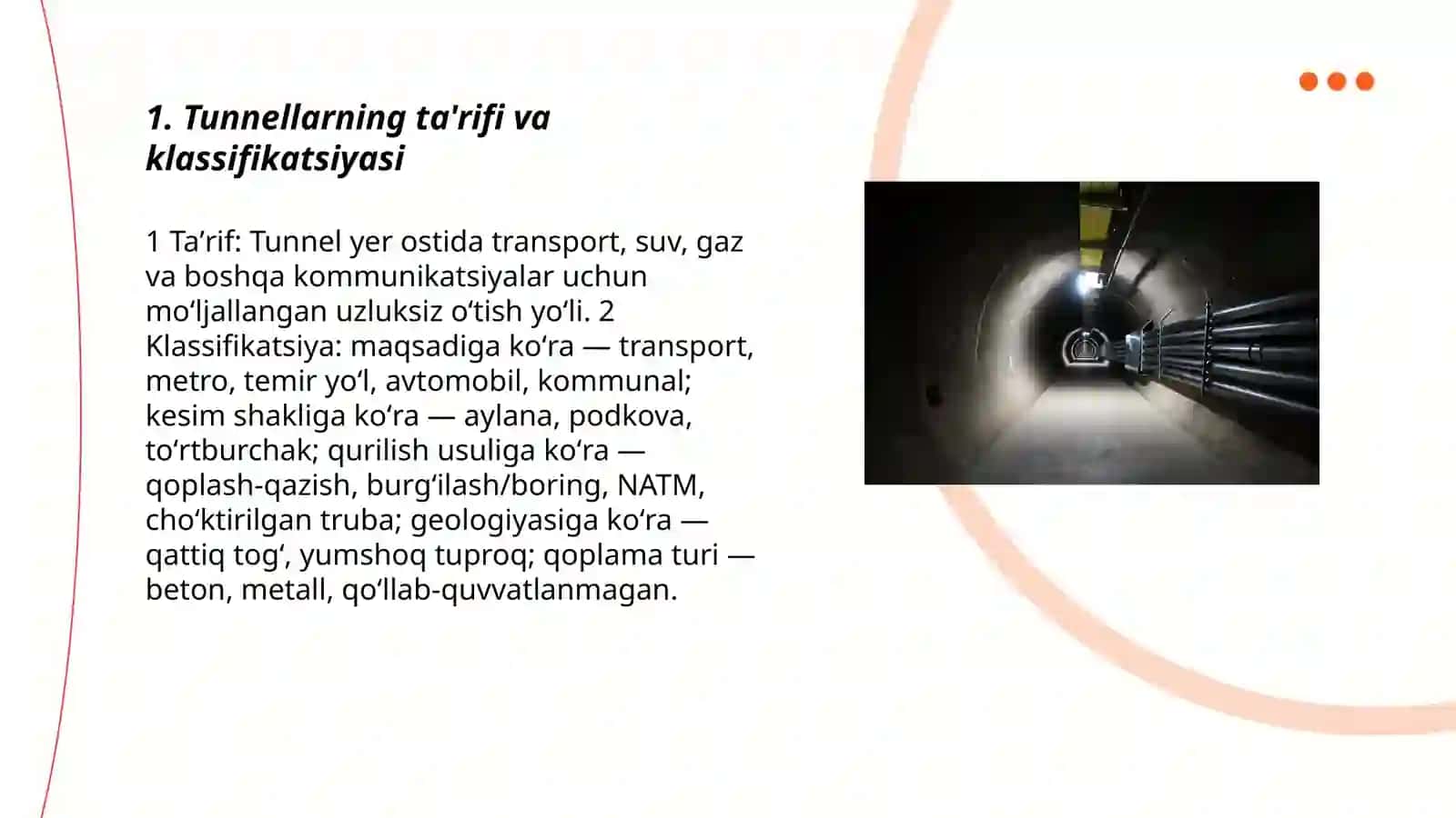 Tunnellar va ularning turlari 3