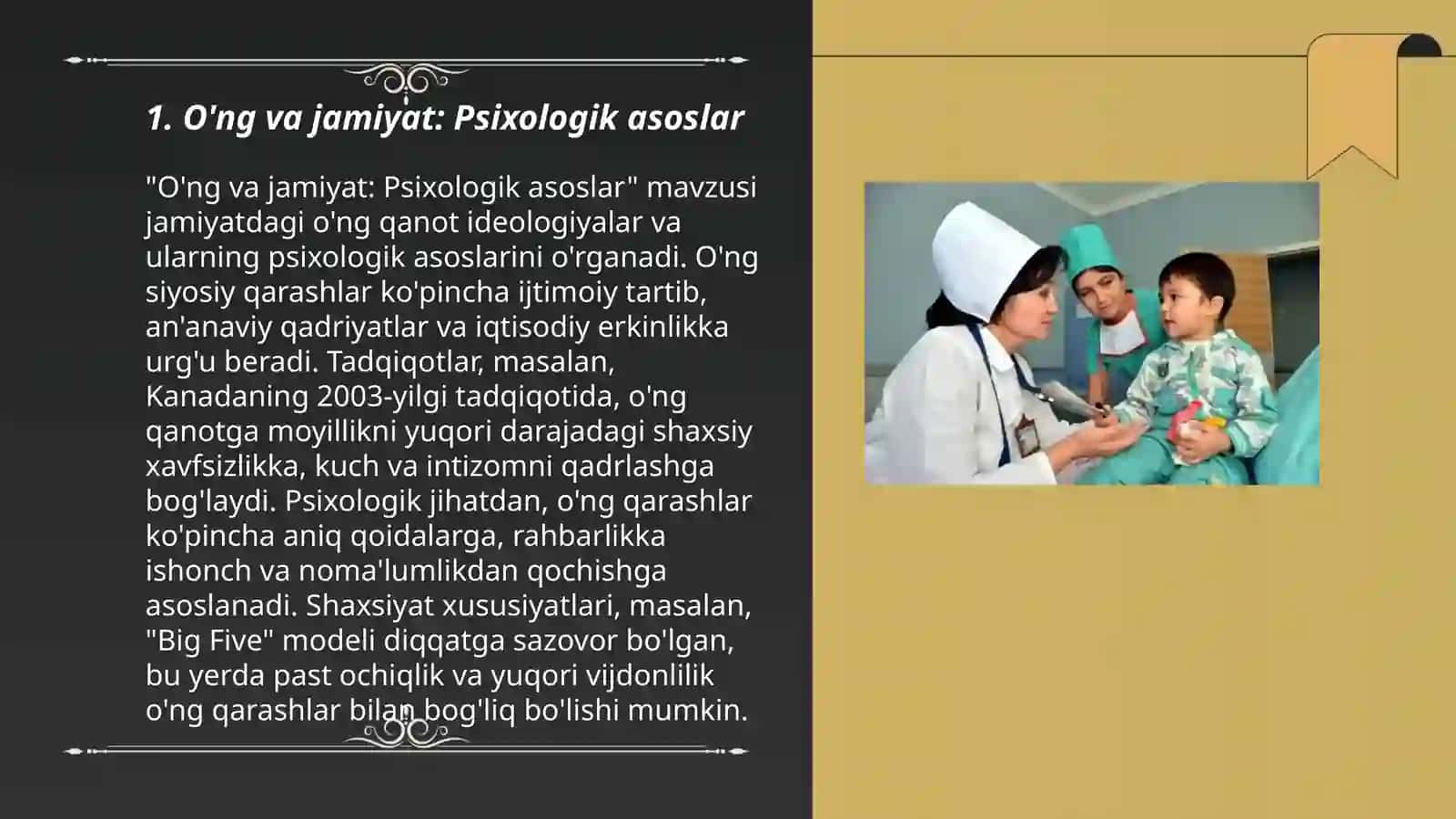 O'ng va jamiyat: Psixologik asoslar 3
