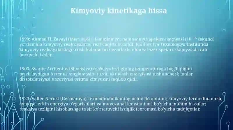 Kimyo sohasidagi nobel mukofoti sovrindorlari va yutuqlari 3