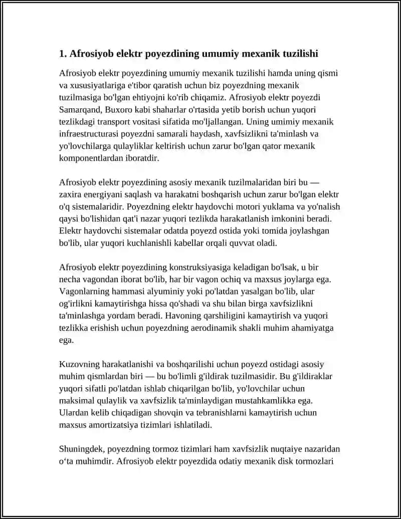 AFROSIYOB ELEKTR POYEZDI MEXANIK QISMLARI TUZILISHI VA XUSUSIYATLARI 3