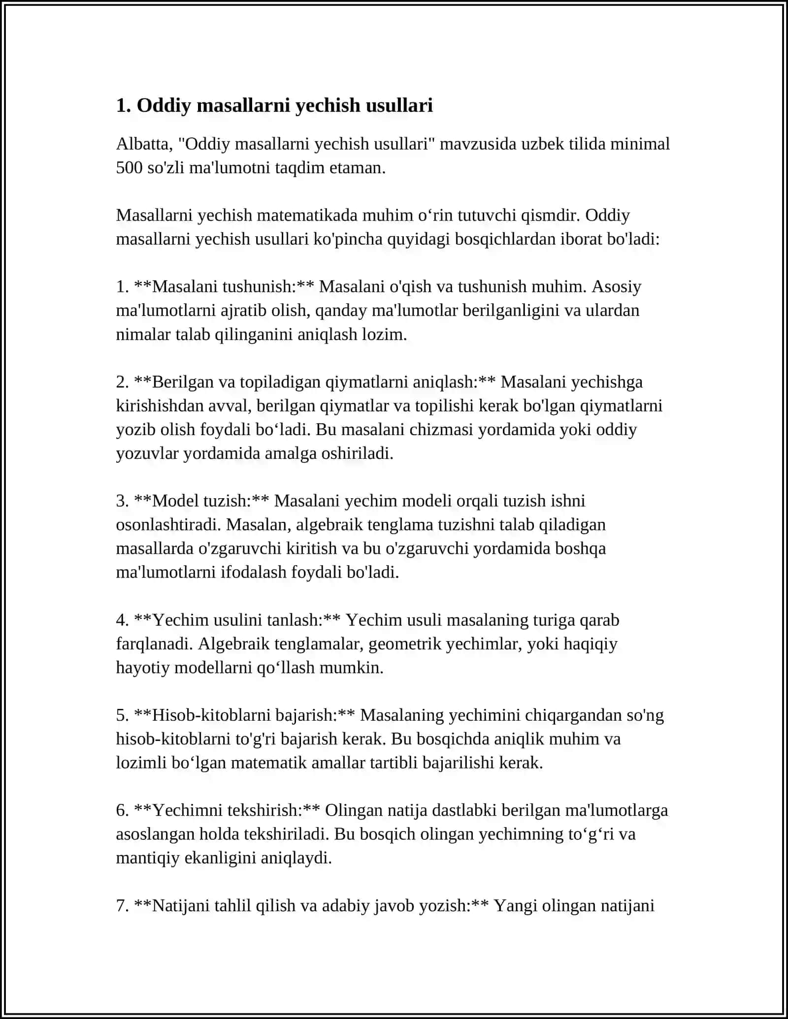 Oddiy masallarni tuzish va ularning yechish (1 amalda yechiladigan) 3