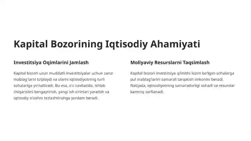 O'zbekiston Respublikasi Kapital Bozori: Rivojlanish va Xususiyatlari 3