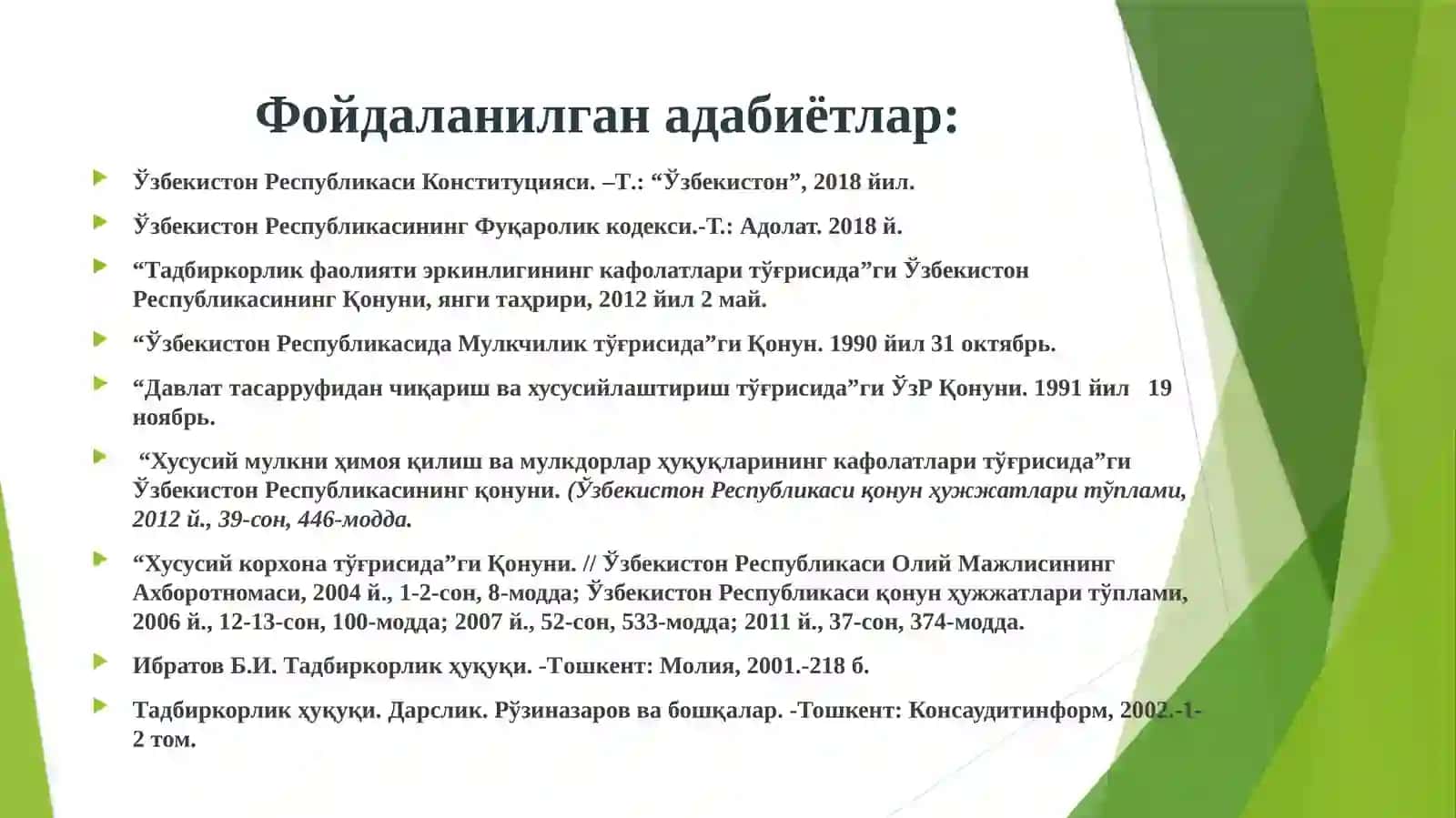 Корхоналарни давлат тасарруфидан чиқариш ва хусусийлаштириш 3