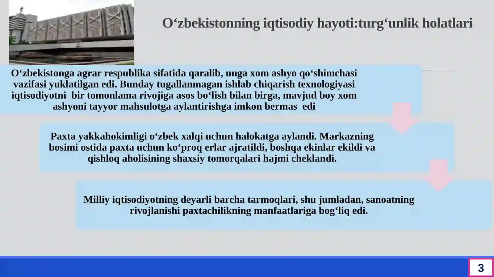 O'zbekistonning iqtisodiy hayoti:turg‘unlik holatlari 3