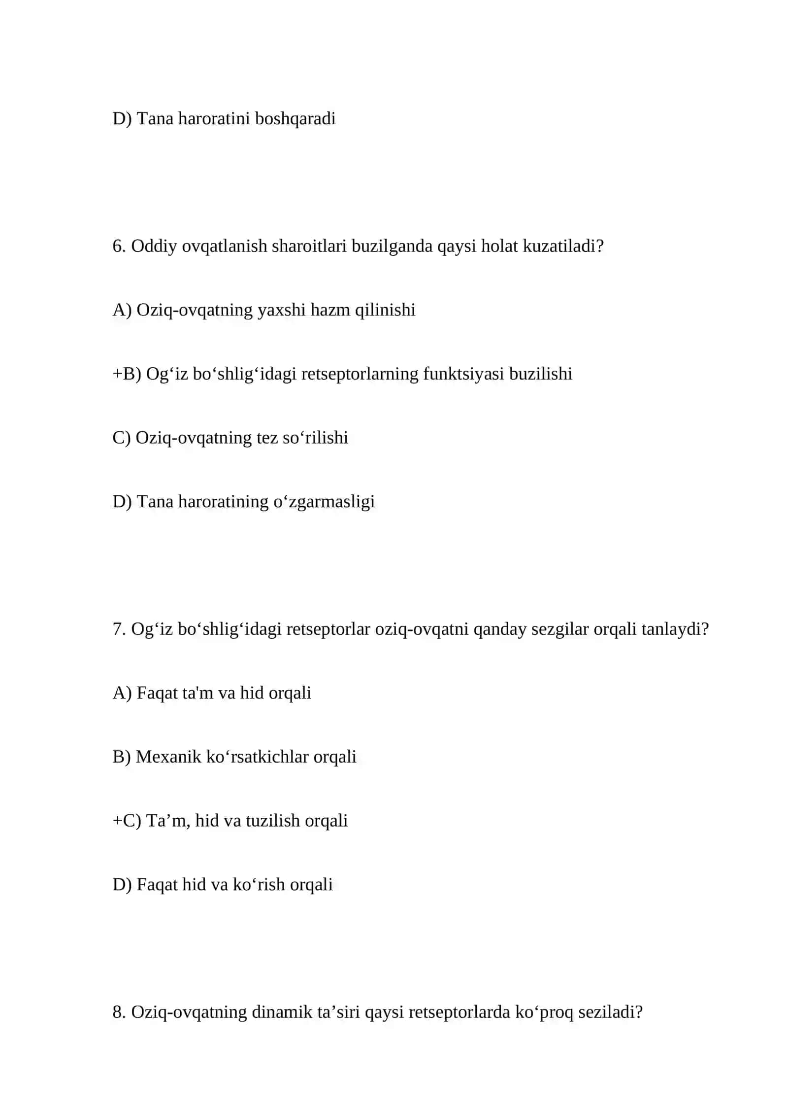 Oziq-ovqatning dinamik ta’sirining og'iz bo‘shlig‘i retseptorlariga ta’siri 3