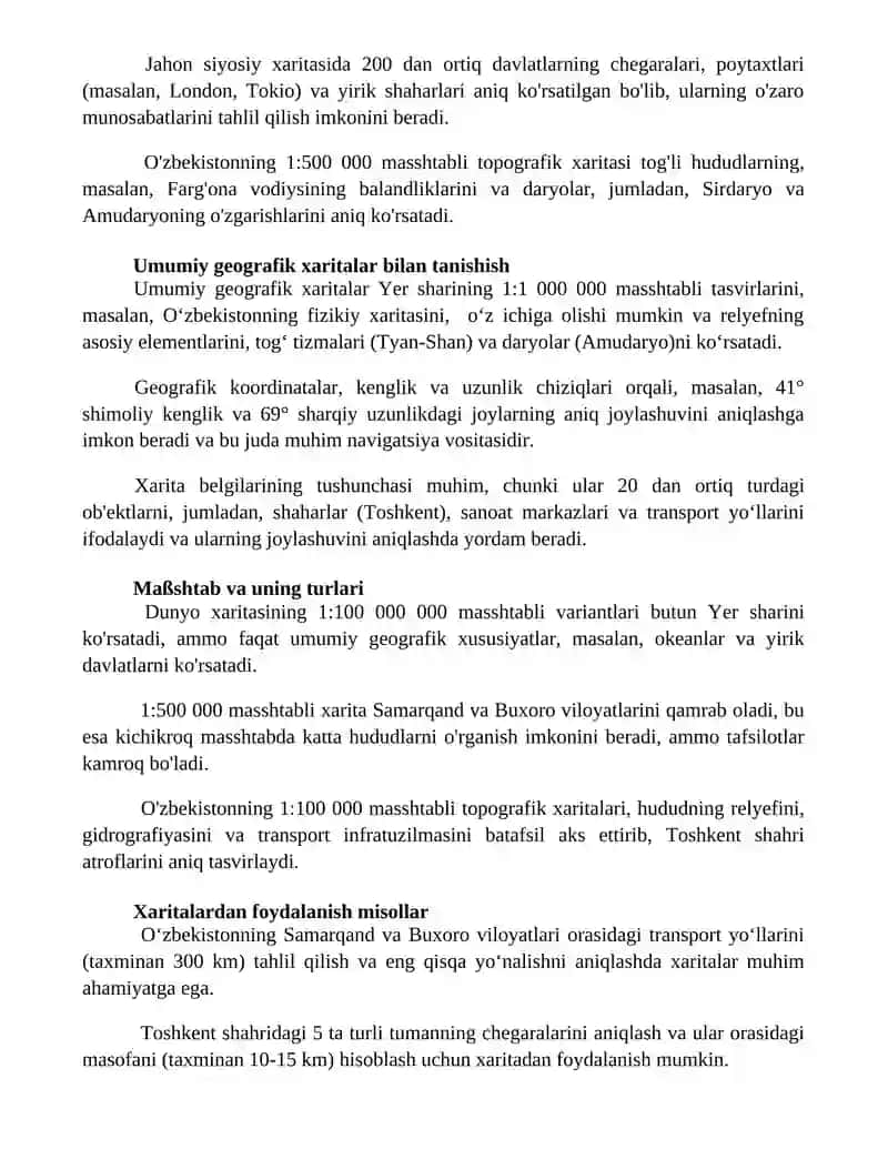 Umumgeografik mavzudagi kartalar bilan tanishish va tahlil qilish 3