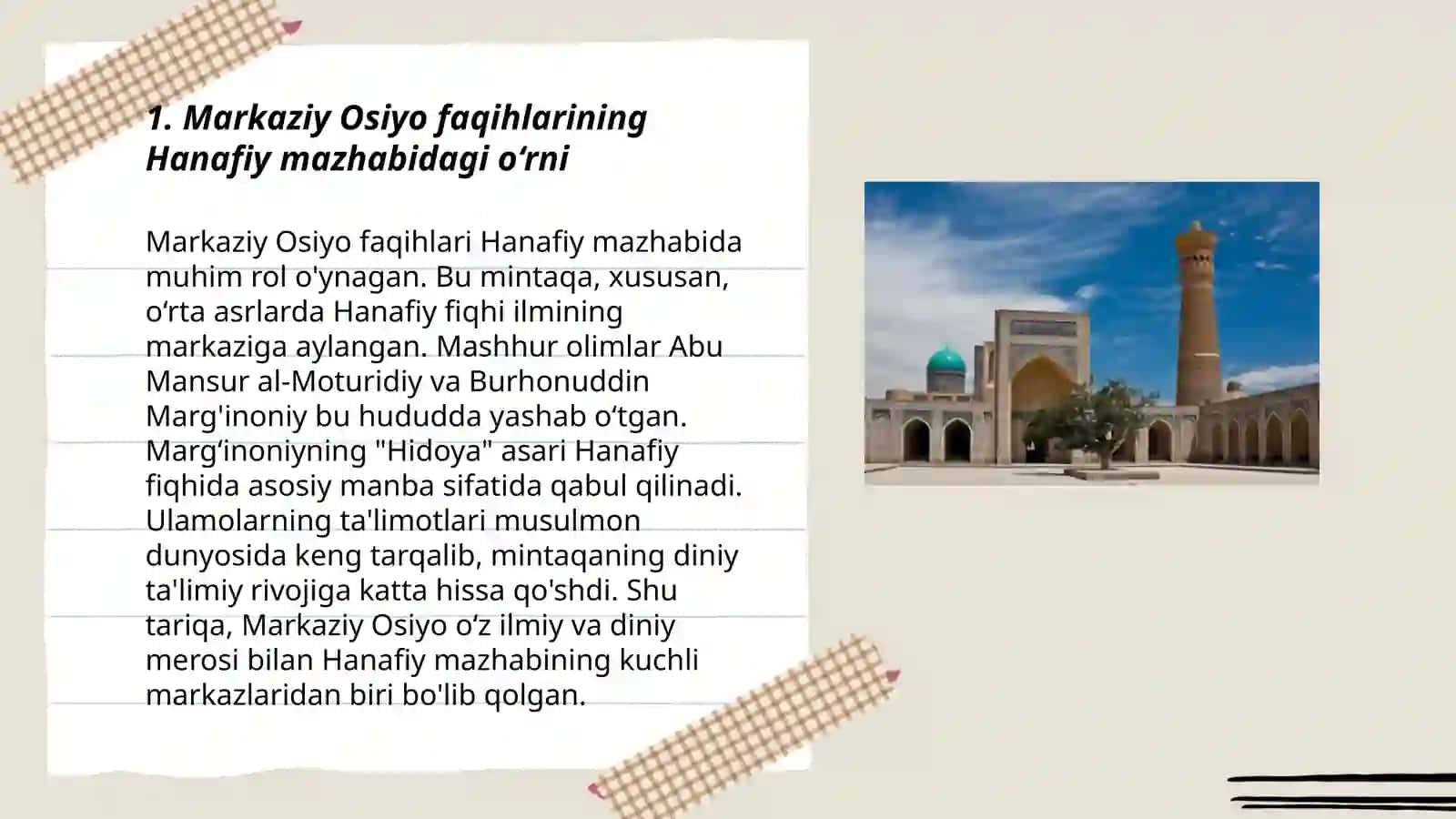 Markaziy Osiyo faqihlarining Hanafiy mazhabidagi o‘rni 3