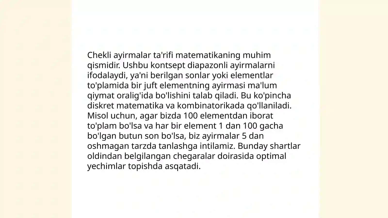 Chekli ayirmalar va ularning xossalari 3