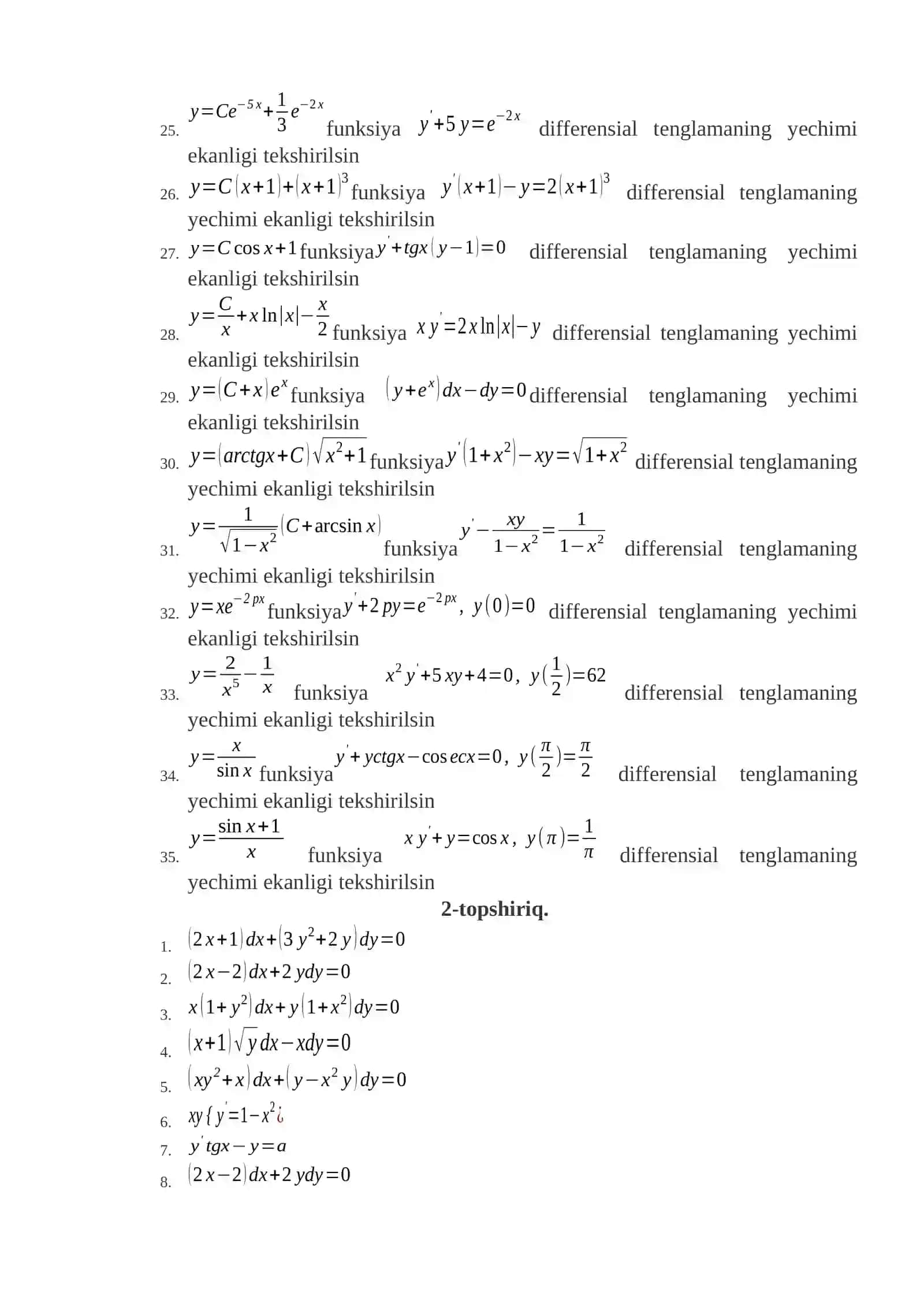 Birinchi tartibli differensial tenglamalar va ularning tadbiqlari 3