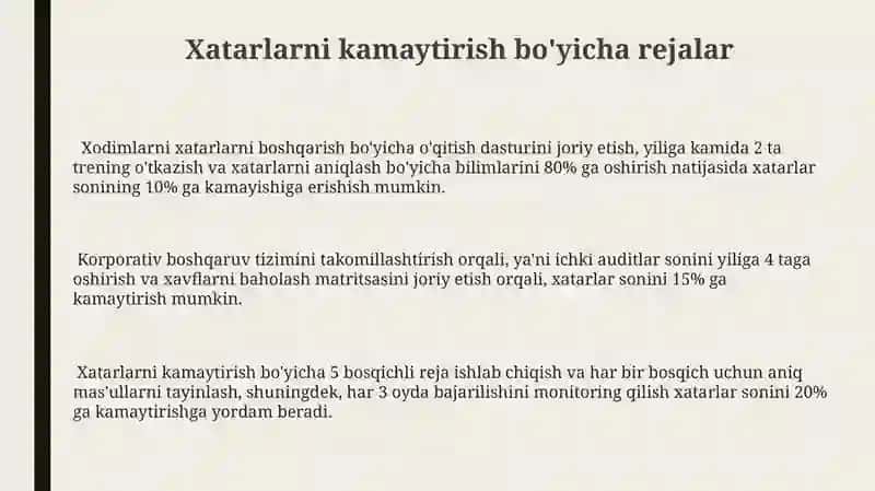 Xavfning ustunlik sonini kamaytirish(korxona misolida) 3