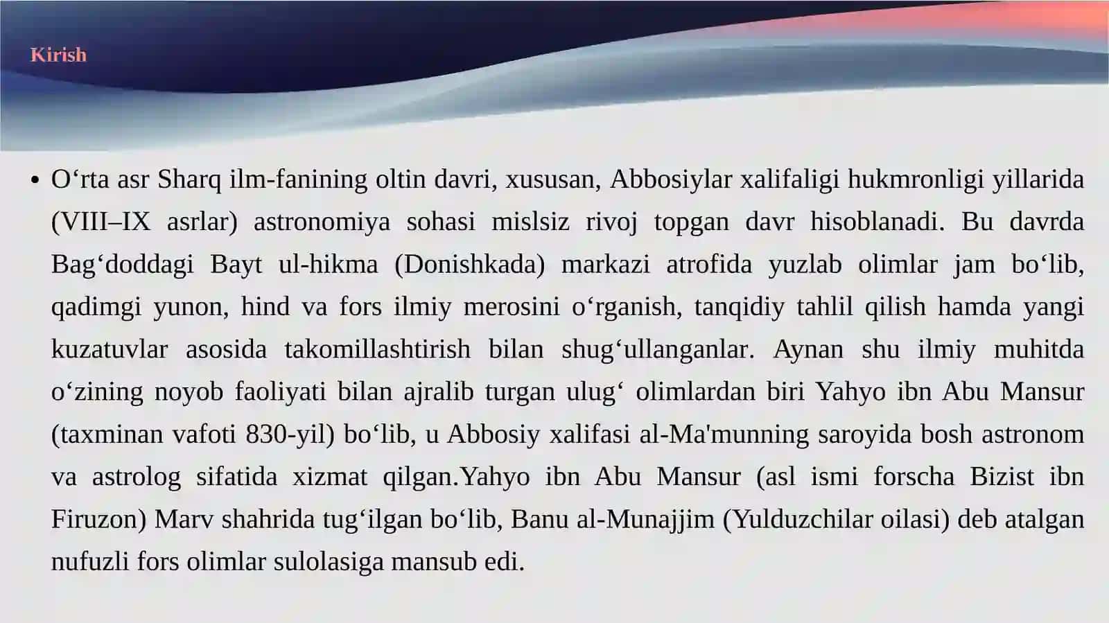 Yahyoibn Abu Mansur (vaf.taxm. 830) 3
