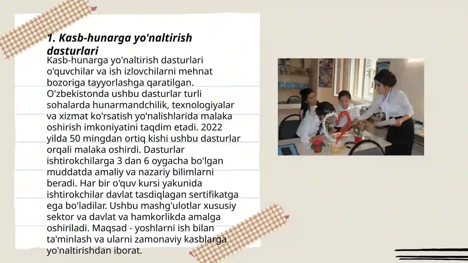 Kasb-hunarga yo'naltirish dasturlari 3