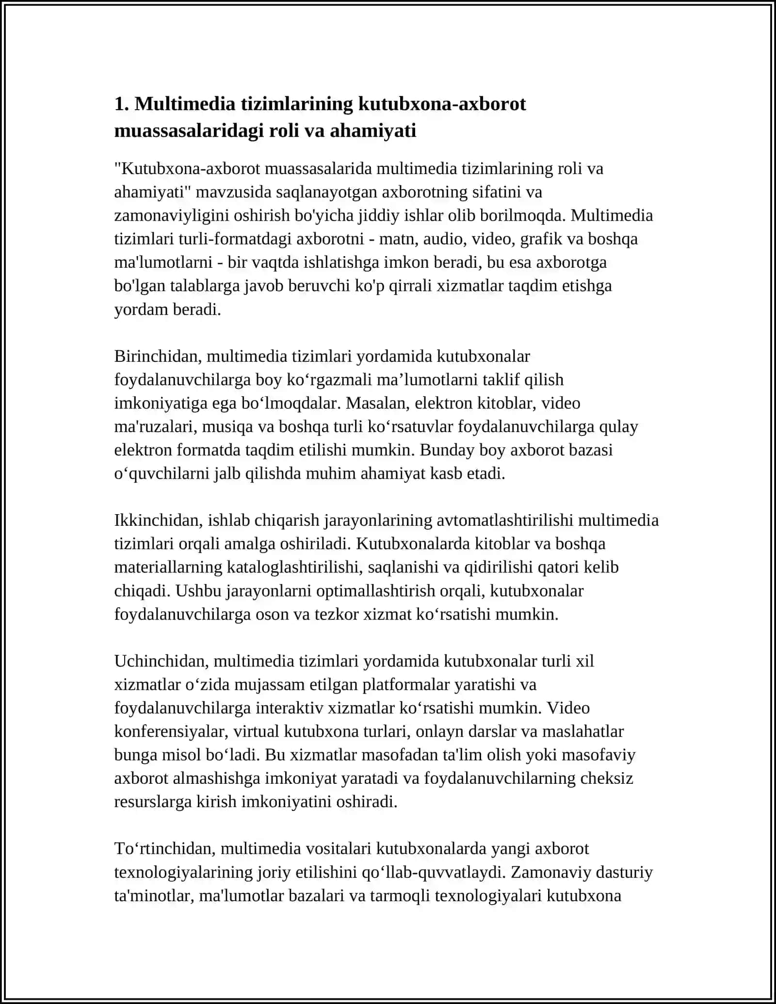 KUTUBXONA-AXBOROT MUASSASALARIDA MULTIMEDIA TIZIMLARIDAN FOYDALANISH 3