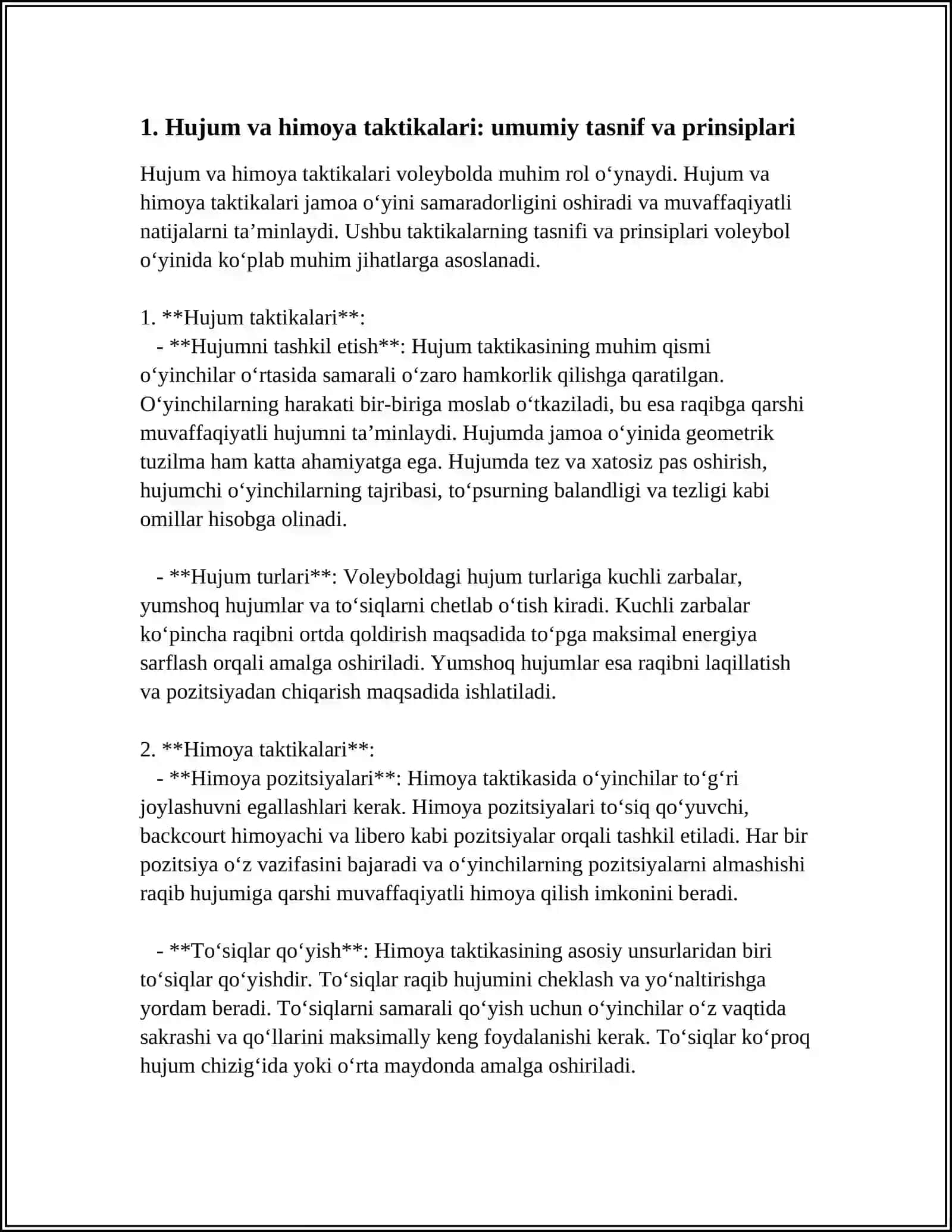 VOLEYBOL HUJUMI VA HIMOYA TAKTIKALARINING TASNIFI 3