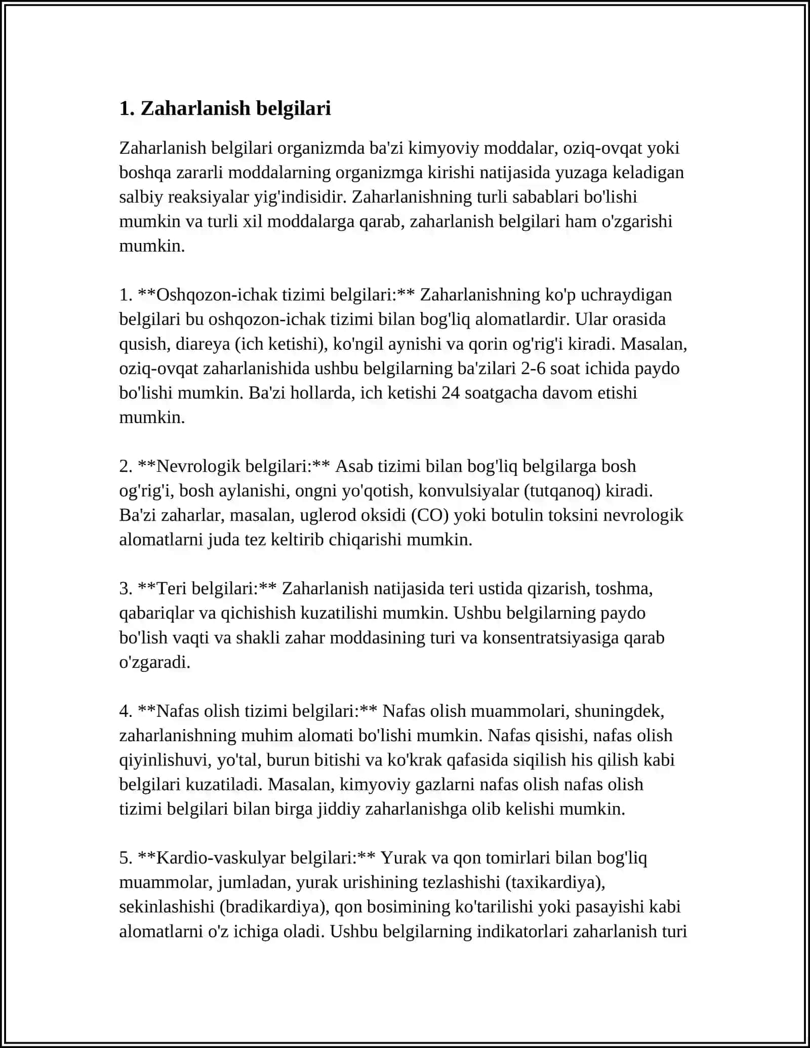 DORILAR BILAN ZAHARLANISHDA BIRINCHI YORDAM BERISH 3