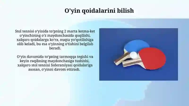 Stol tennisida uchraydigan holat va harakatlar 3