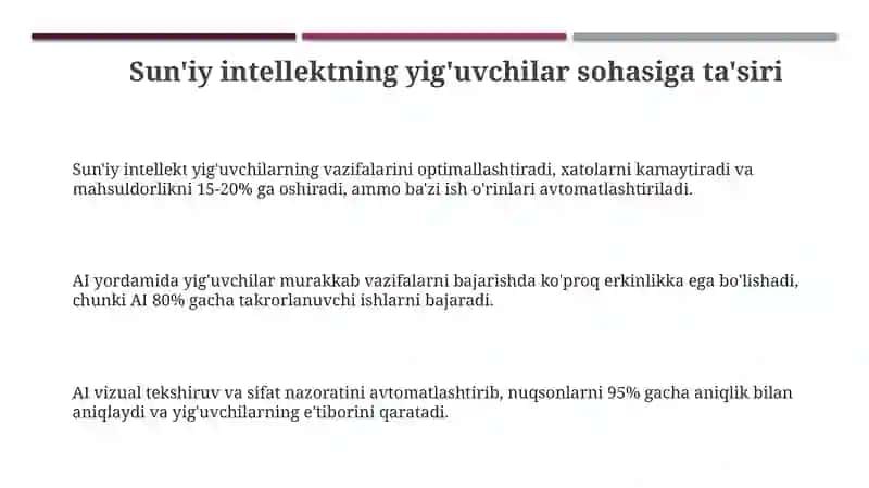 Sun'iy intellektning montajorlar sohasiga ta'siri 3