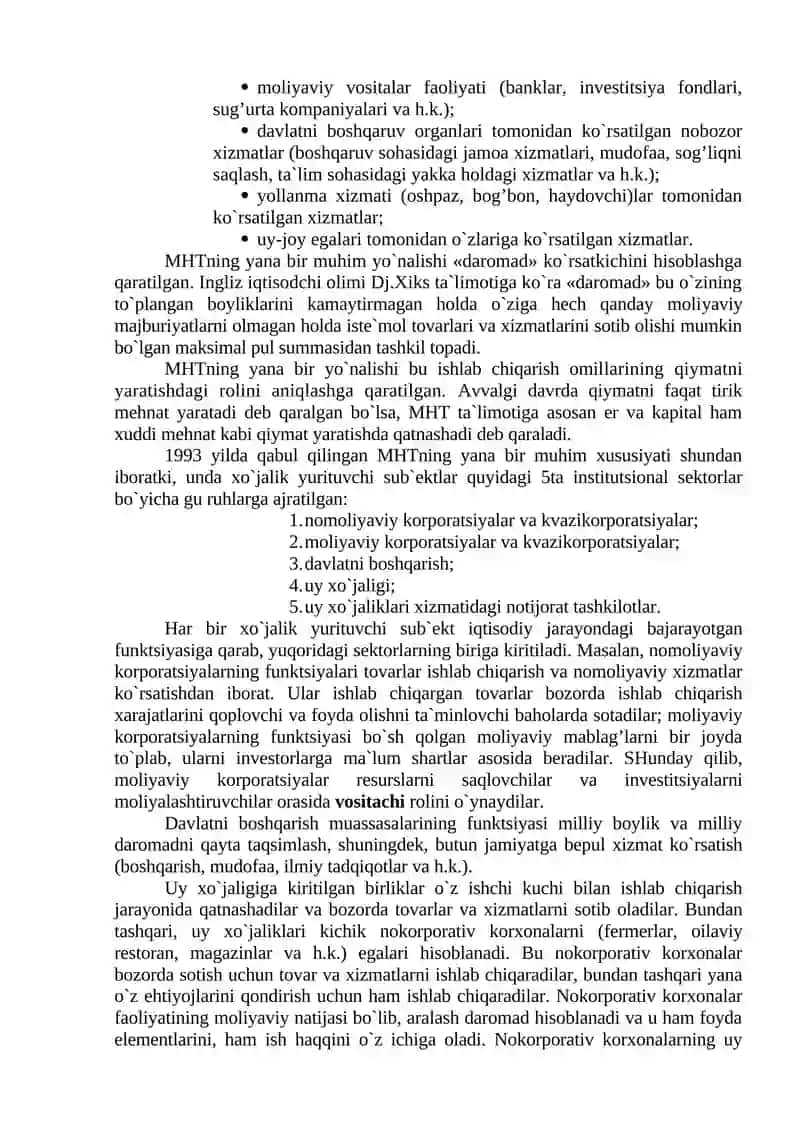 MILLIY HISOBLAR TIZIMI – IQTISODIY STATISTIKANING ASOSIY USLUBI, ASOSI VA MARKAZIY BO`LIMI 3