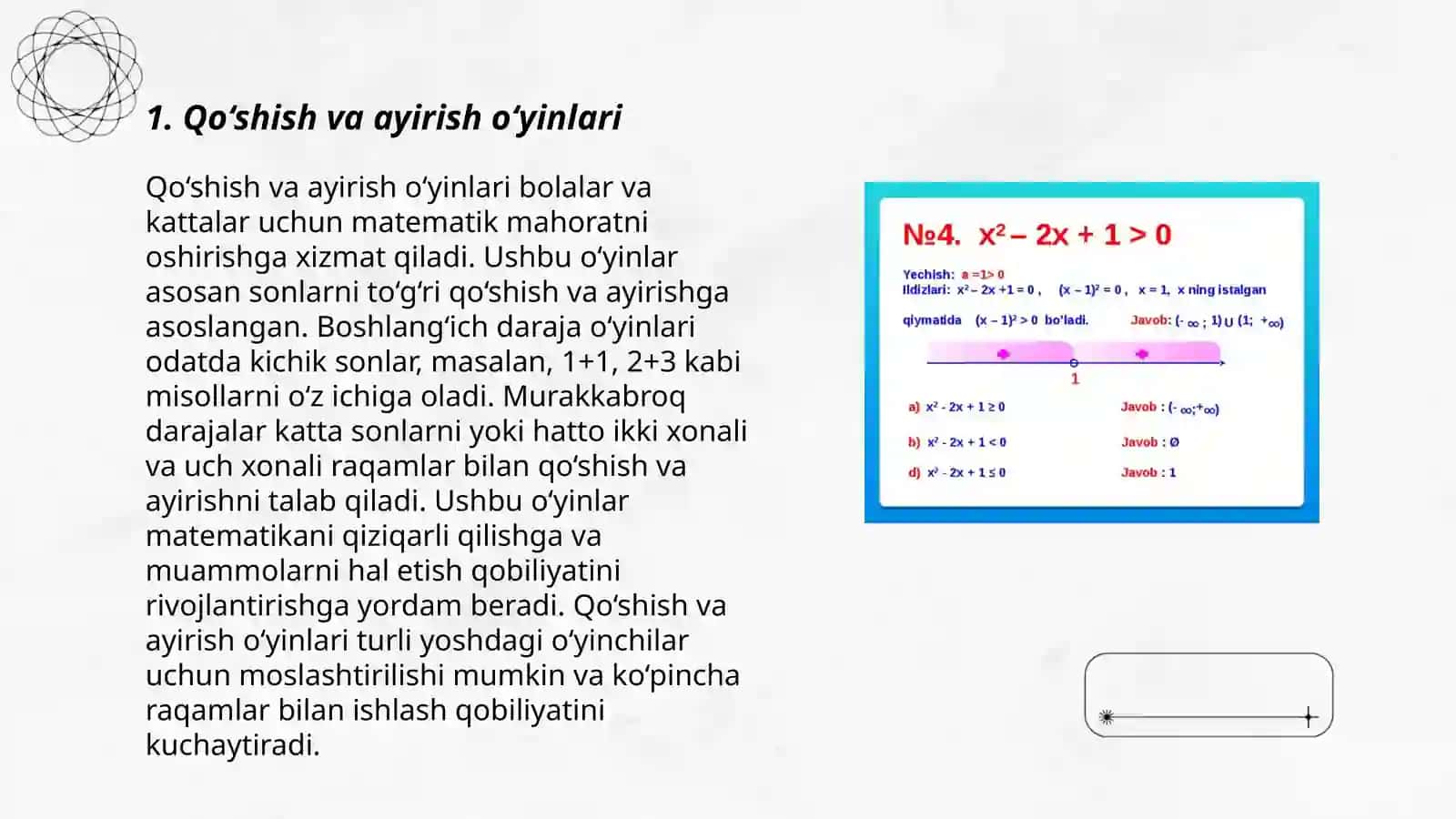 Og‘zaki va yozma hisoblashga doir didaktik (o‘yinlar) topshiriqlar 3