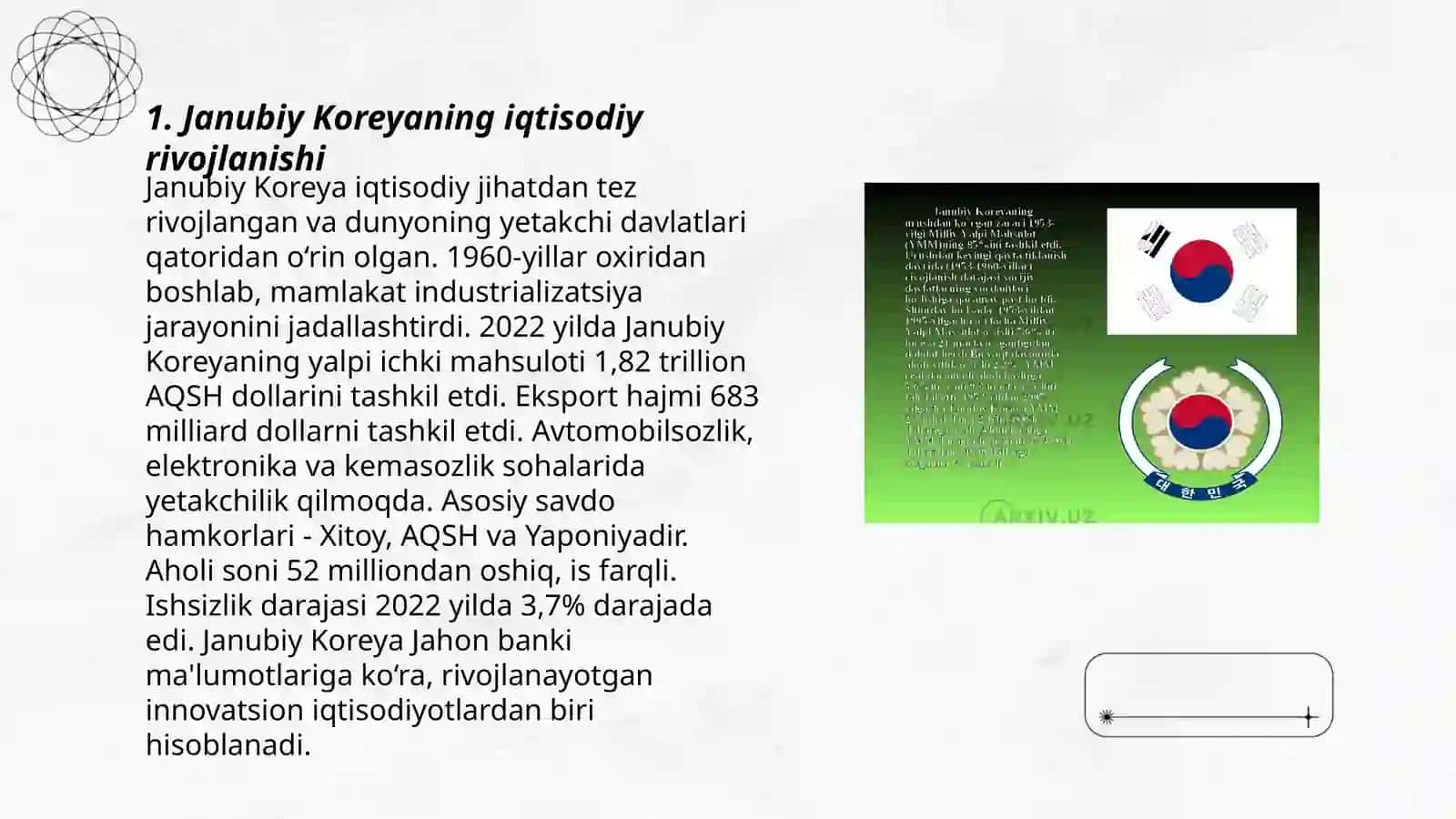 Janubiy Koreyaning iqtisodiy rivojlanishi 3