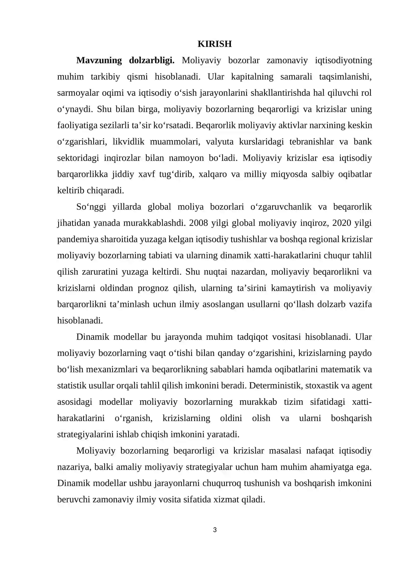 DINAMIK MODELLARIDA MOLIYAVIY BOZORLARNING BEQARORLIGI VA KRIZISLAR 3