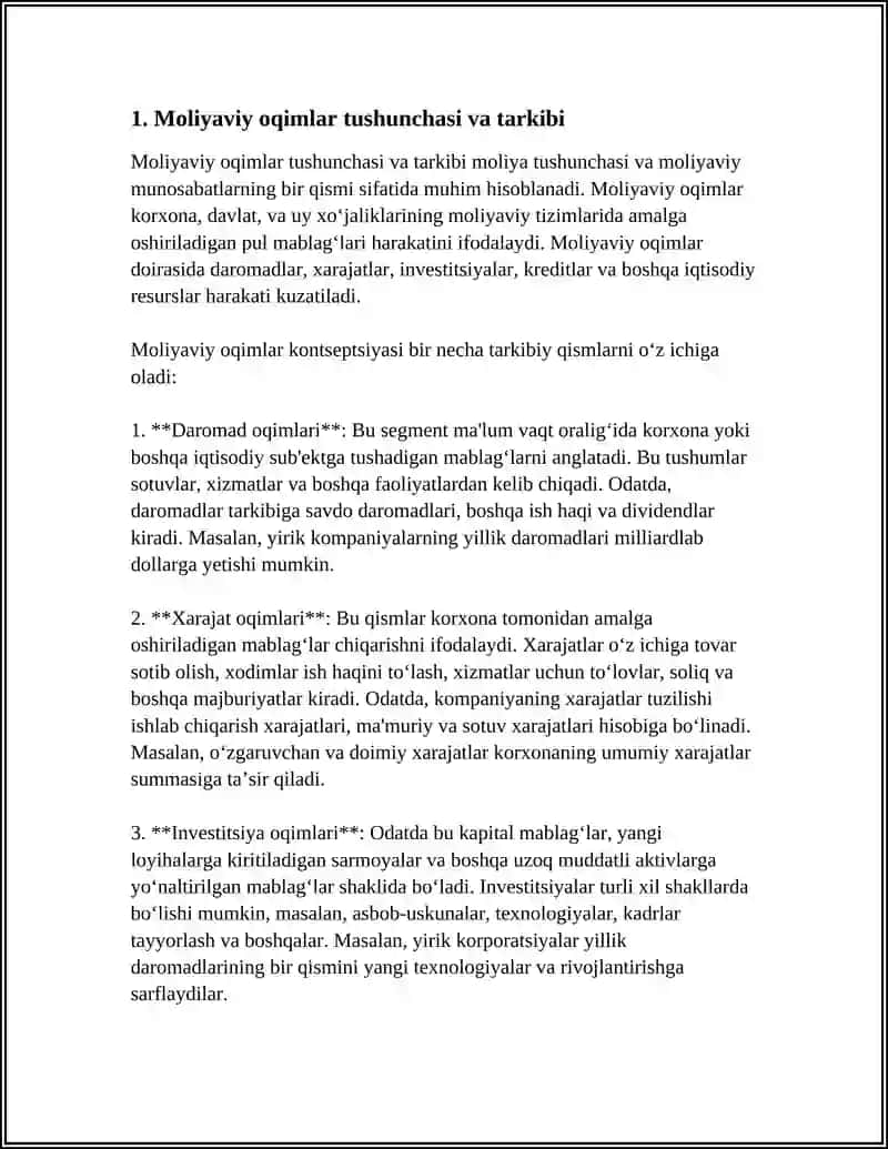 Moliyaviy oqimlar tushunchasi va tarkibi 3