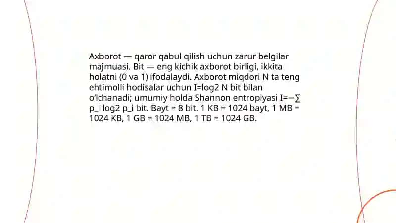 Shaxsiy kompyuterning axboriy-mantiqiy asoslari 3