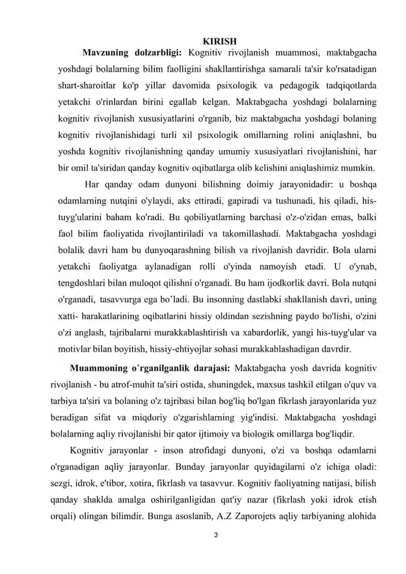 MAKTABGACHA KATTA YOSHDAGI BOLALARDA KOGNITIV QIZIQISHINING SHAKLLANISHI MAVZUSIDA BITIRUV MALAKAVIY ISHI 3