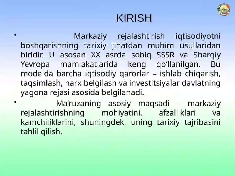 MARKAZIY REJALASHTIRISH NAZARIYASI 3