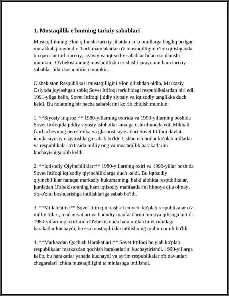 O'zbekiston Davlat Mustaqilligining E'lon Qilinishi 3