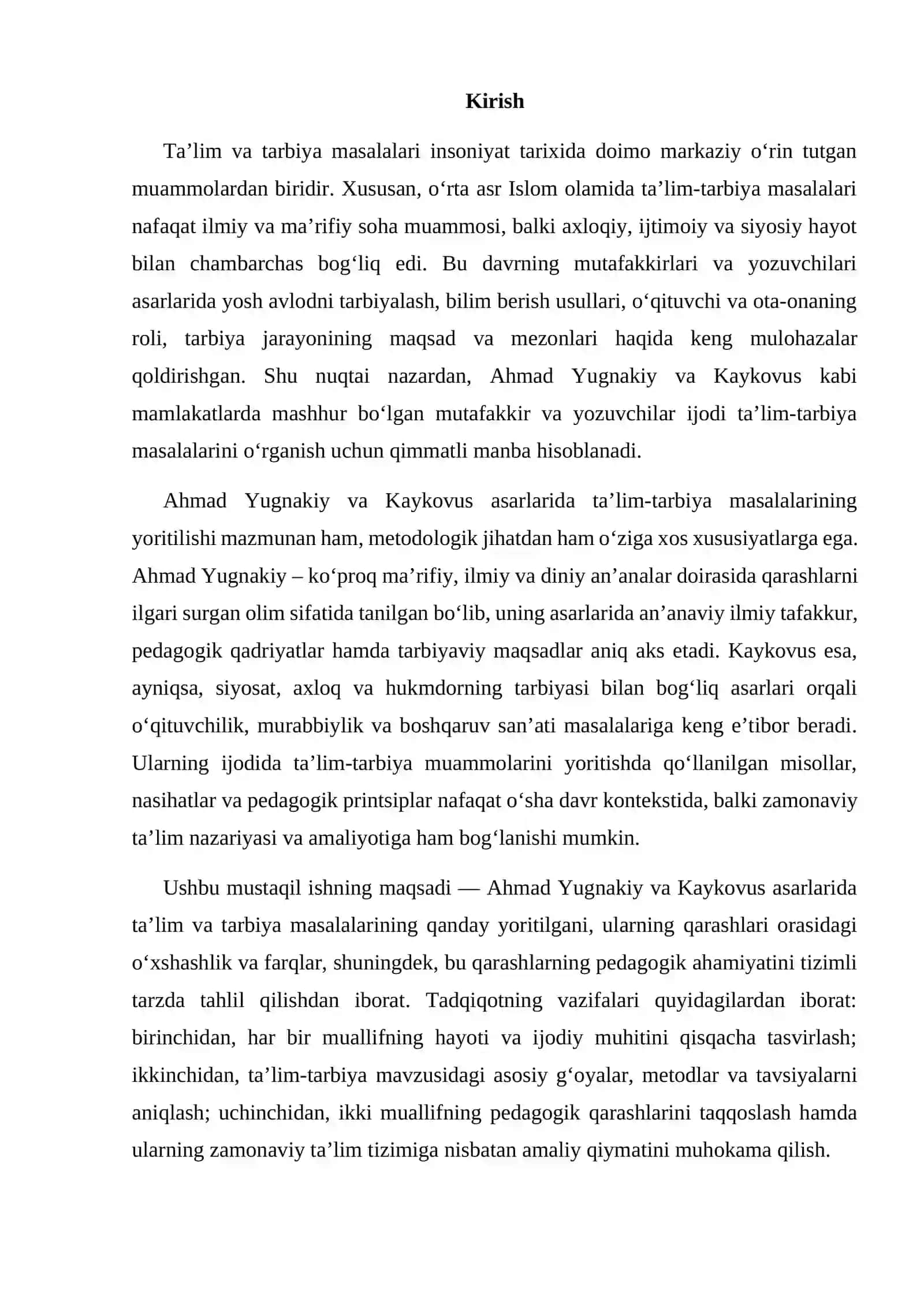 Ahmad Yugnakiy va Kaykovus asarlarida talim tarbiya masalalarining yoritilishi 3