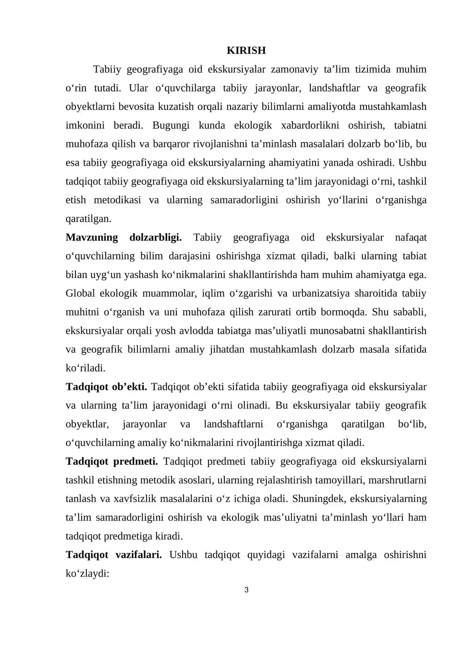 Geografiya va Tabiiy fan o’qitish metodikasi KURS ISHI 3