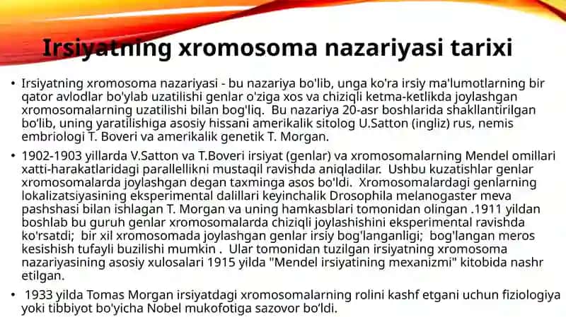 Irsiyatning xromosoma nazariyasi 3