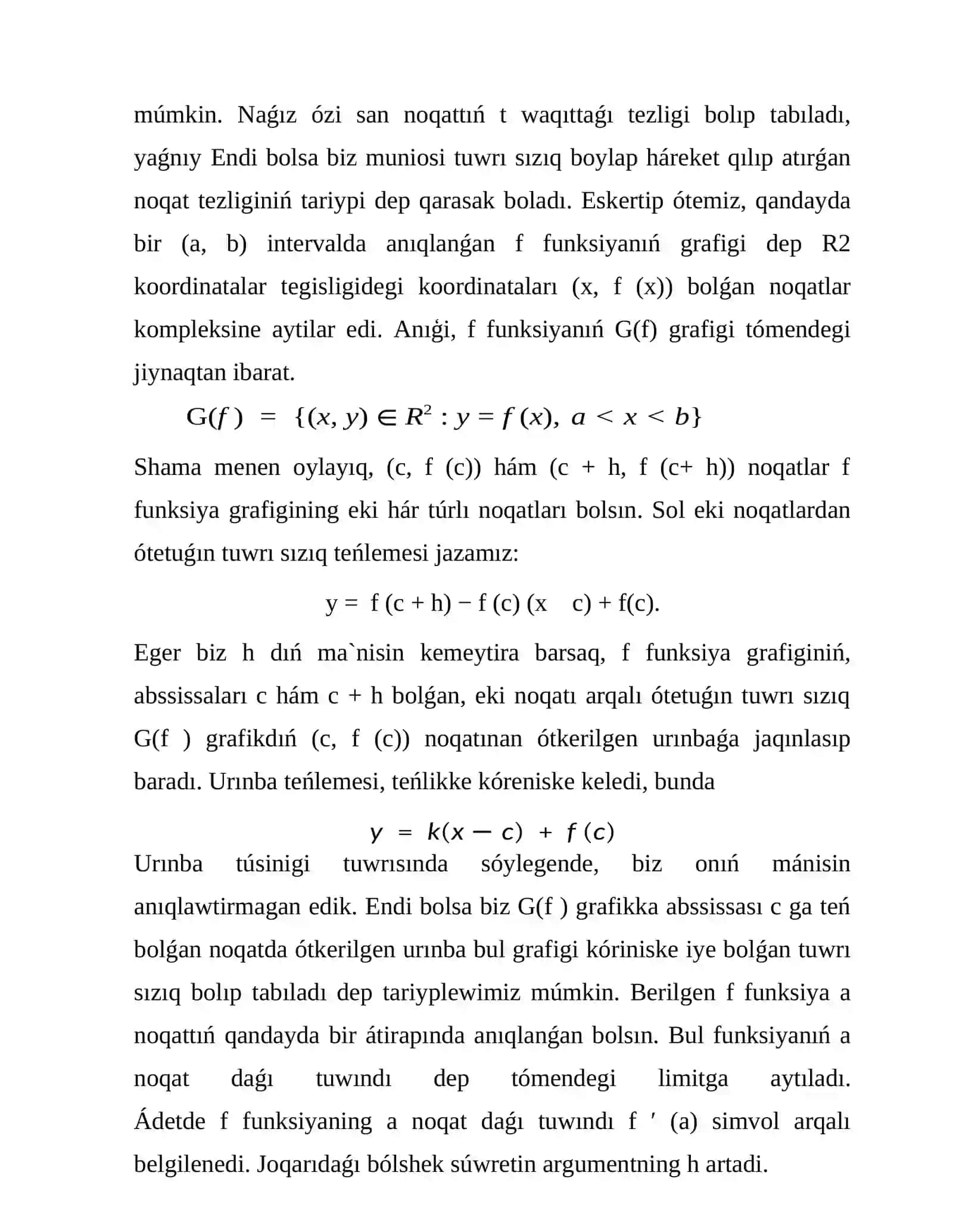 Funkciya tuwındısınıń qásiyetleri 3