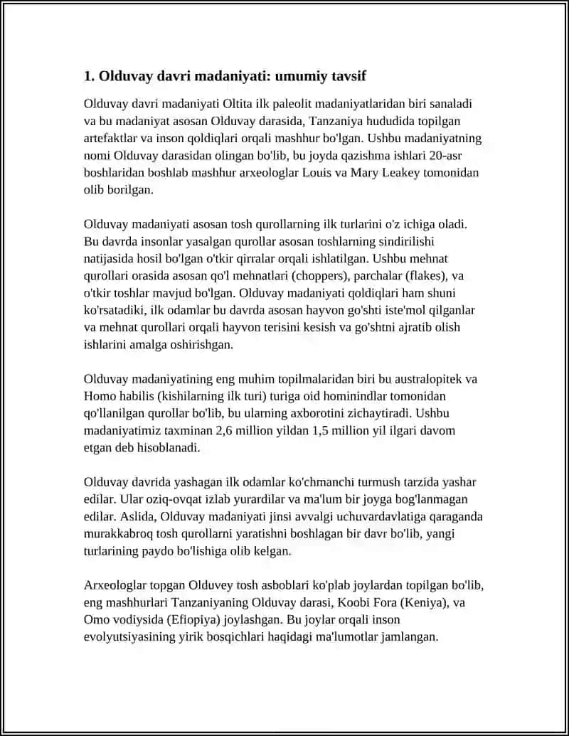 OLDUVAY DAVRI MADANIYATI 3
