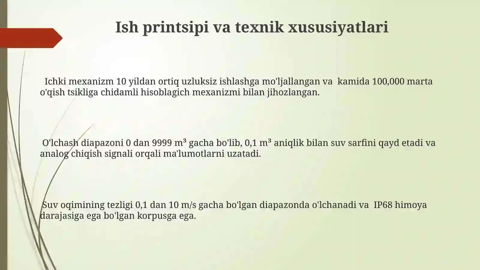 Oʻzi yozar suv oʻlchash qurulmasi lentasi 3