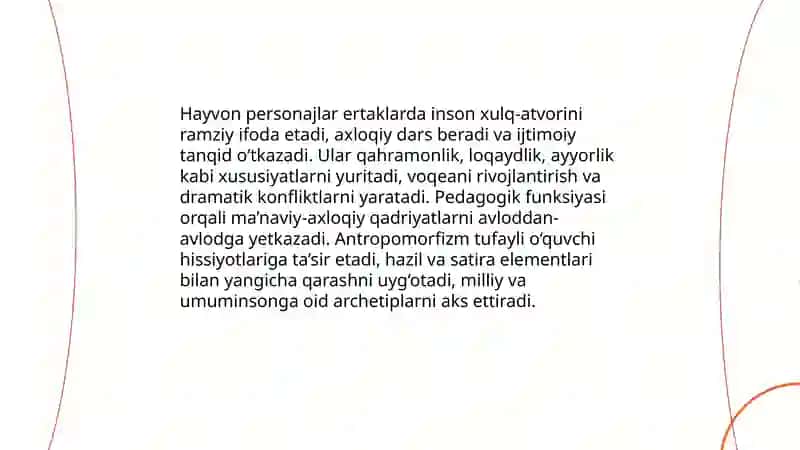 hayvonlar haqidagi ertaklarda badiiy obrazlar 3