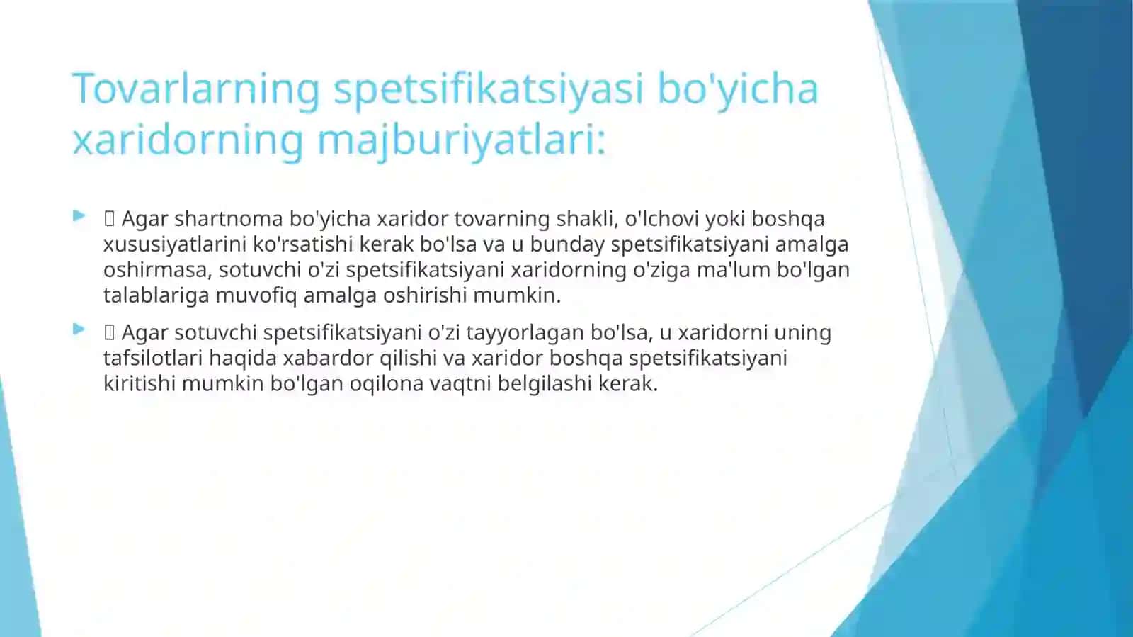 Sotuvchi va xaridorning majburiyatlari va ikkalasi uchun umumiy qoidalar 3