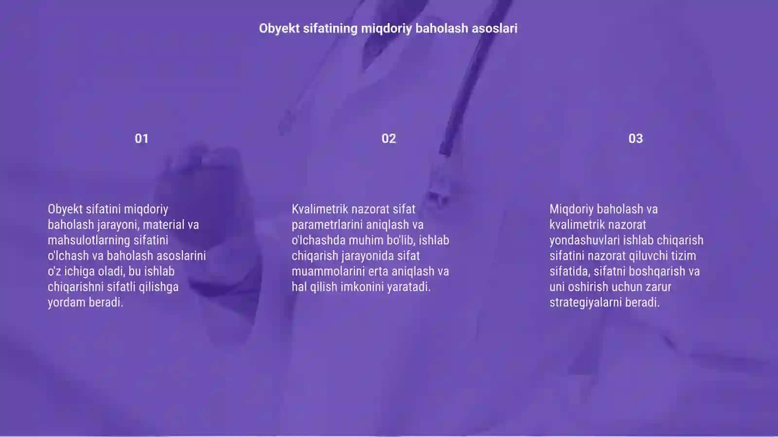 Obyekt sifatini miqdoriy baholash va kvalimetrik nazorat 3