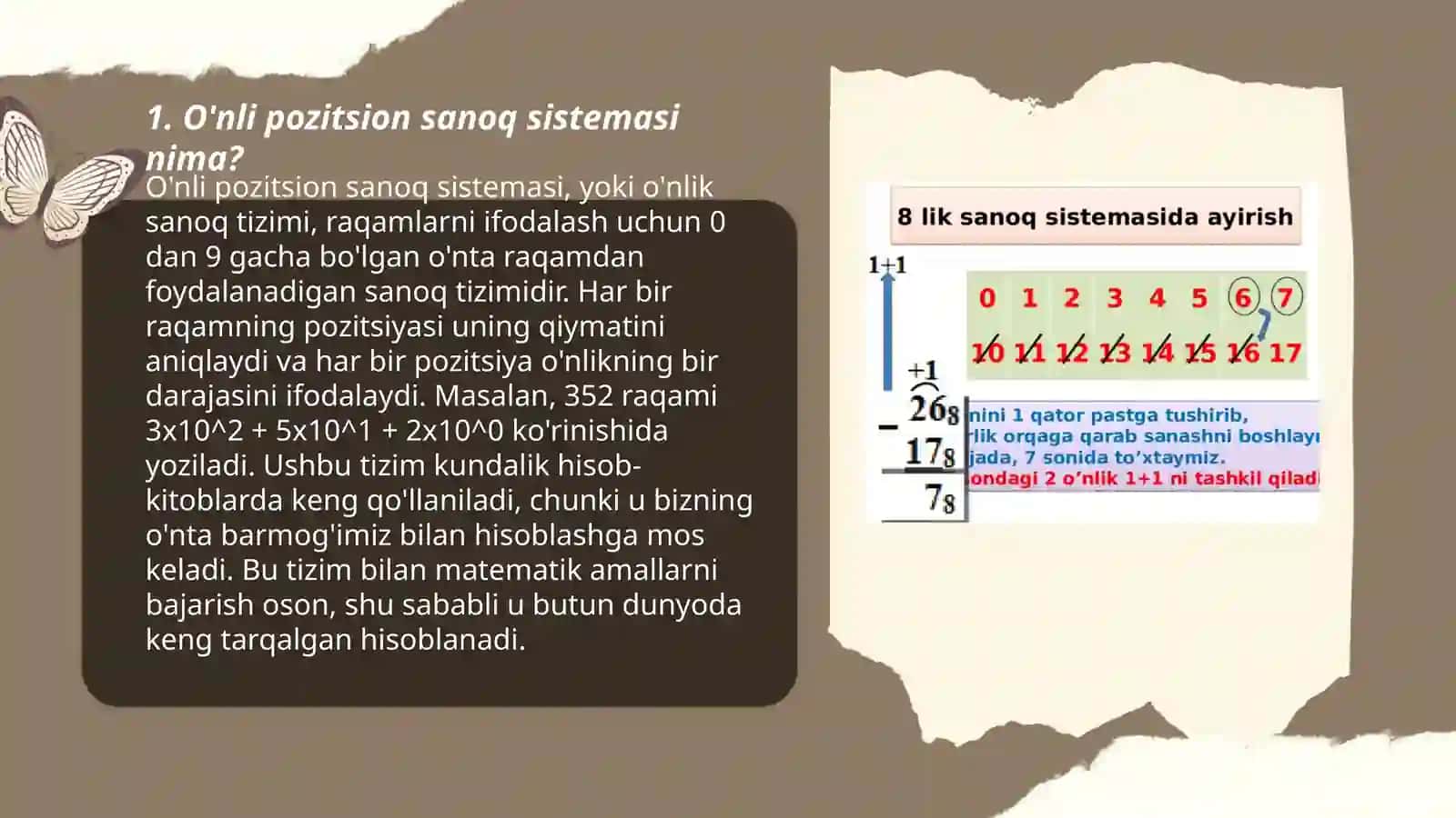 O'nli pozitsion sanoq sistemasida sonlarning yozilishi va öqilishi 3